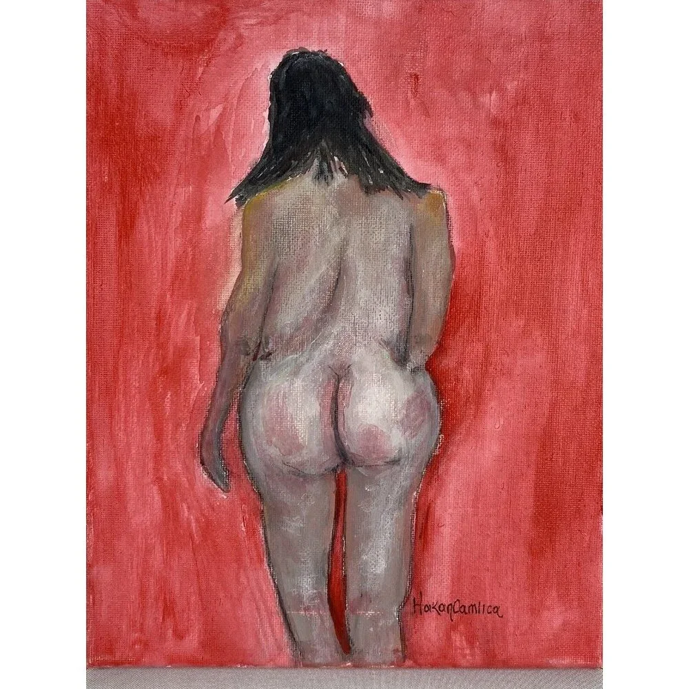 Original Acrylic on Canvas Nude Art, “Big & Beautiful” Signed Camlica 8” X 10” - Picture 5 of 7